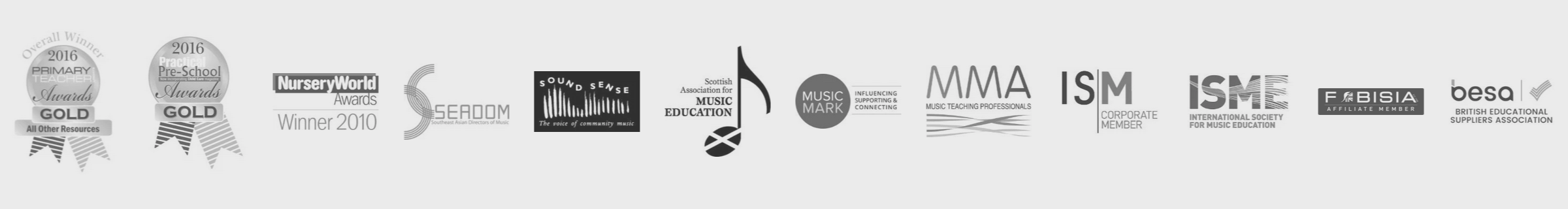 Drums for Schools partner and accreditation logos