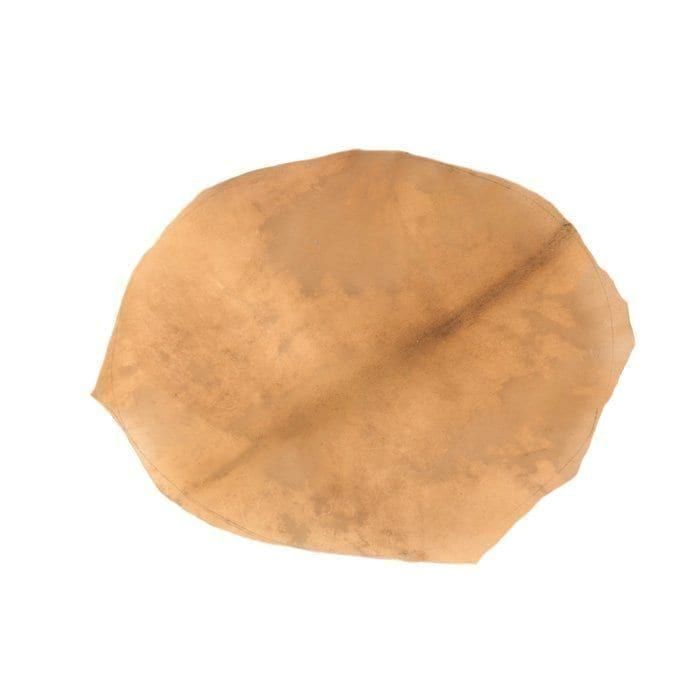 This natural goatskin drumhead is a replacement head for a 12-inch diameter Djembe drum, ready to be stretched and fitted for optimal sound quality.