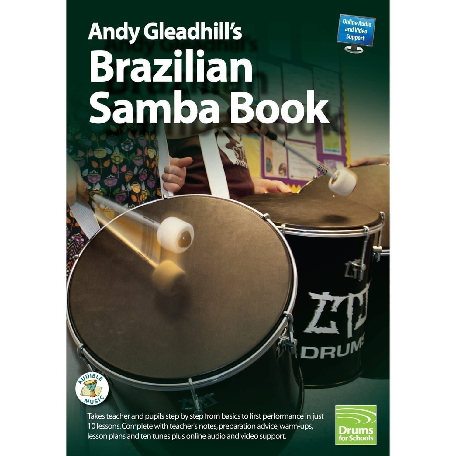 This is a product image of the front cover of Andy Gleadhill's Brazilian Samba Book.