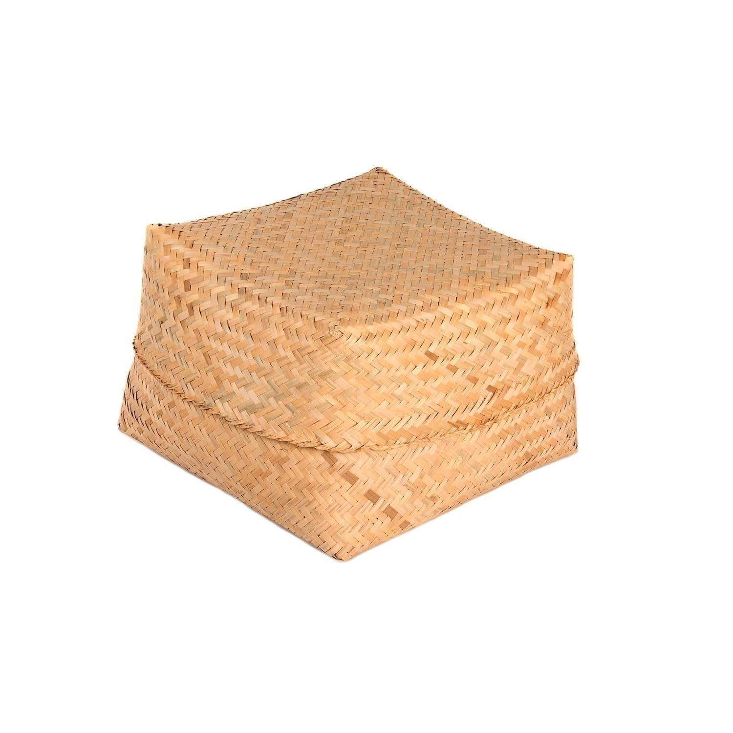 This is a product image of the Basket - Medium - 26cm, bamboo, complete with lid.