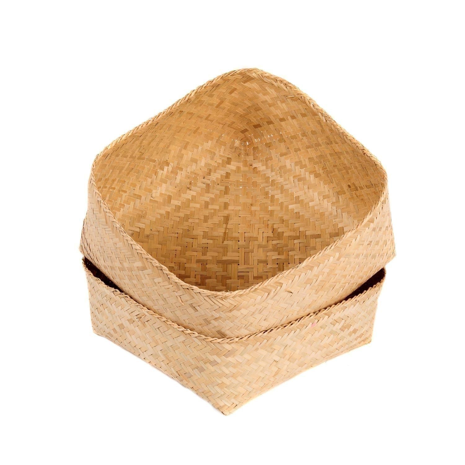 Basket - Medium - 26cm, bamboo, with opened lid.