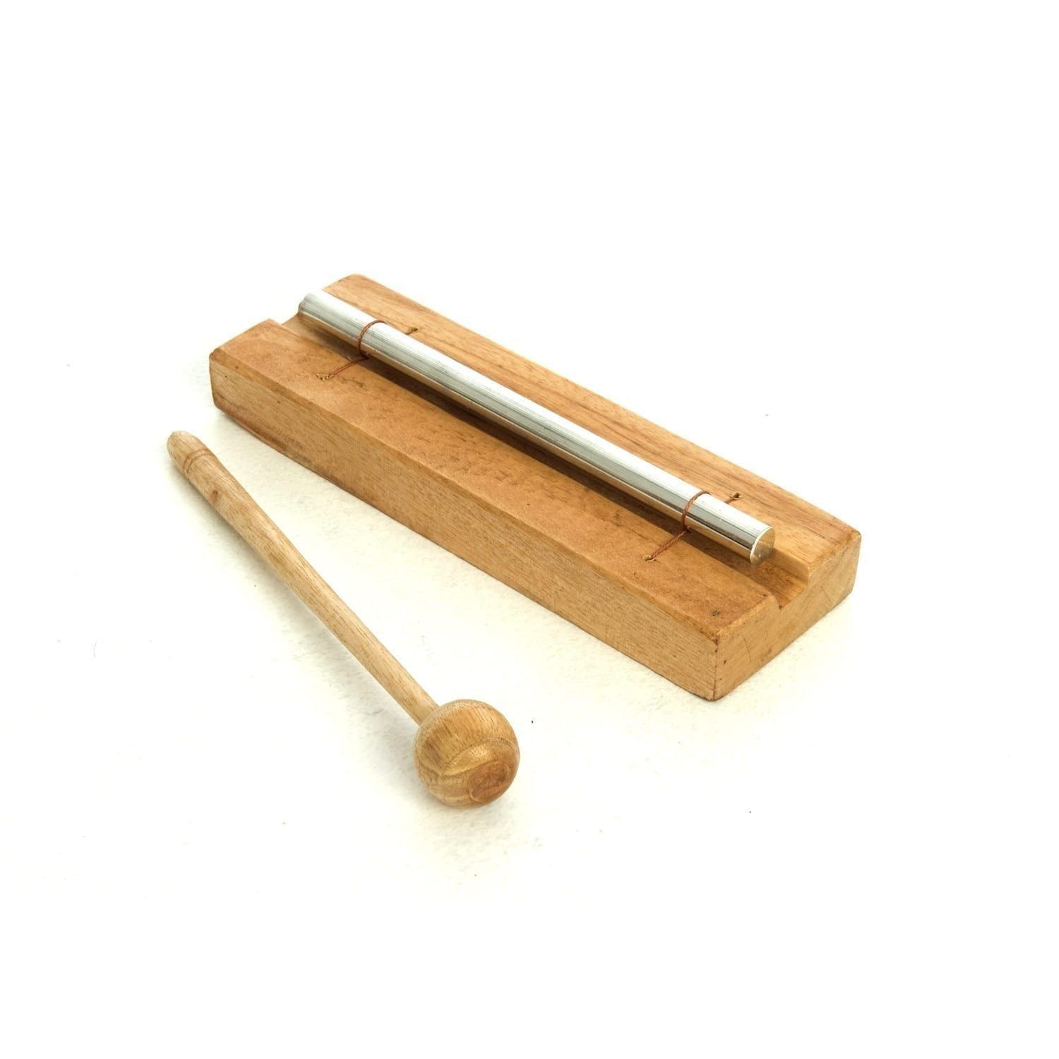 Chime Bar - 1 note, stainless steel on wooden base with ball-headed wooden mallet