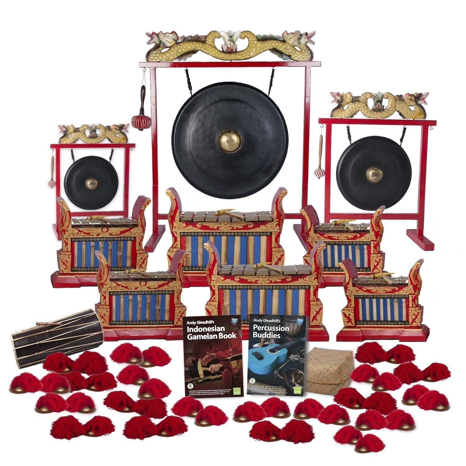 Indonesian Gamelan Premium 30 Player Class Pack Budget Buddies with Gongs, Metallophones, Cymbals, and Teaching Guides