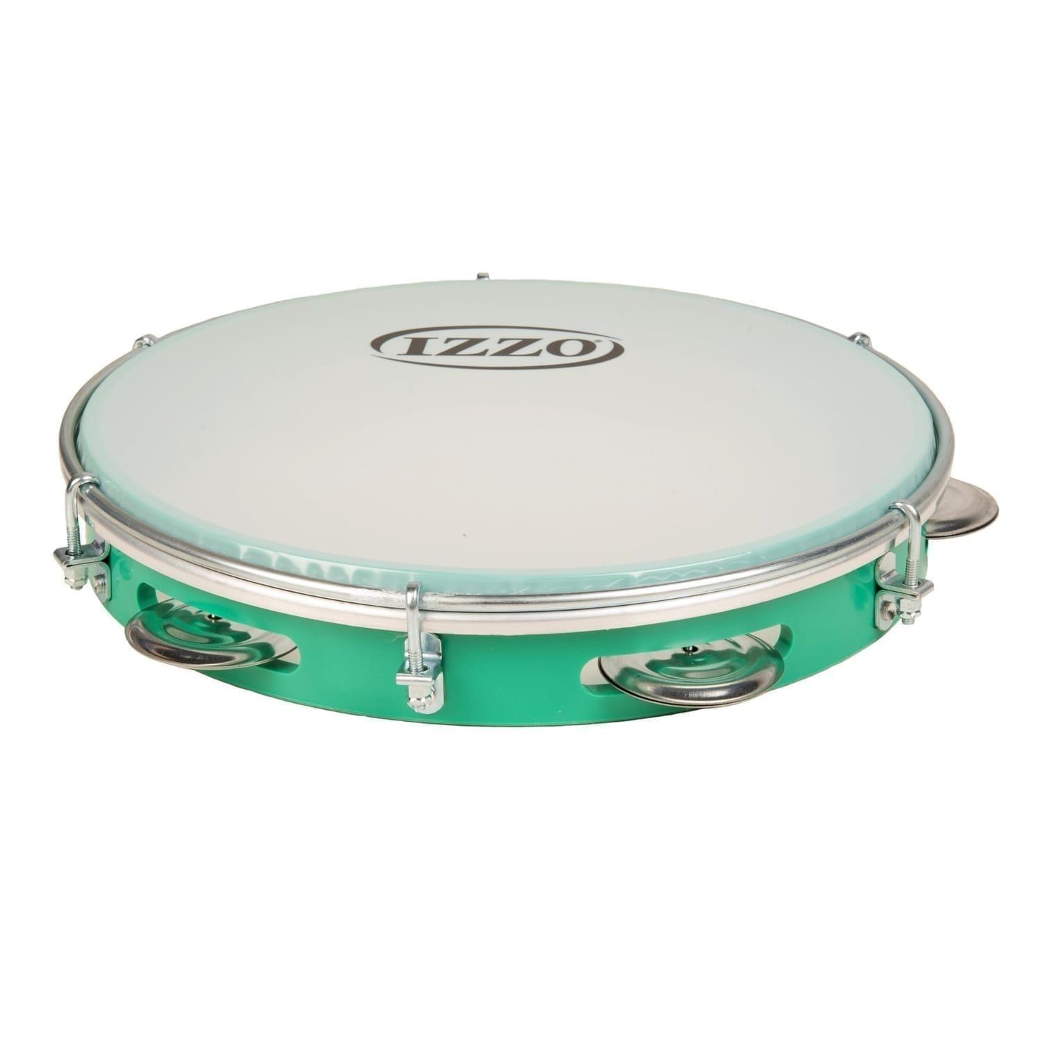 Pandeiro - 10in diameter, Izzo, laid out flat.