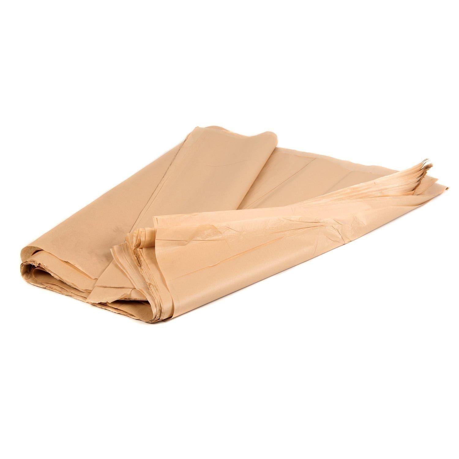 This is a product image of the Paper - brown (50 sheets). They are stacked and partially folded and rolled.