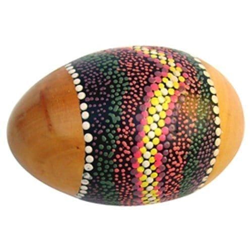 Painted egg shaker giant - 12cm size with soft, soothing sound and unique dot design.