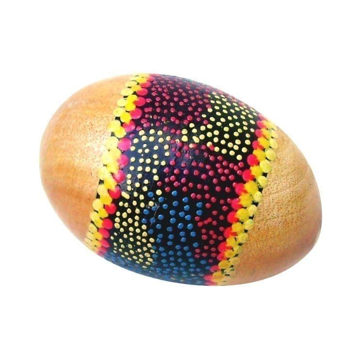 Painted wooden large egg shaker 9cm size and soft tone percussion