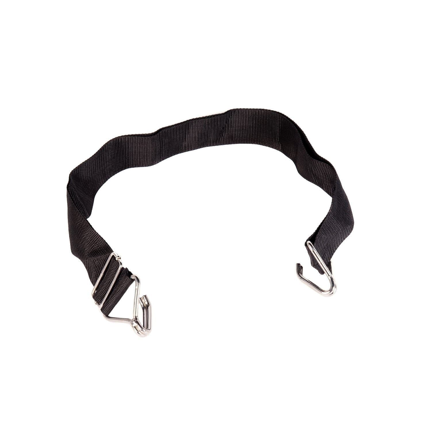 Adjustable 2 open hooks samba belt in black webbing with metal hooks for Caixa or Surdo