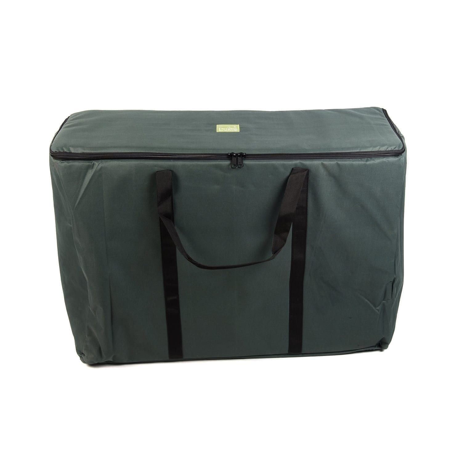 A durable green canvas carry bag designed to hold 3 x 60cm Djembe drums, featuring sturdy handles and a secure zippered closure for safe transport and storage.