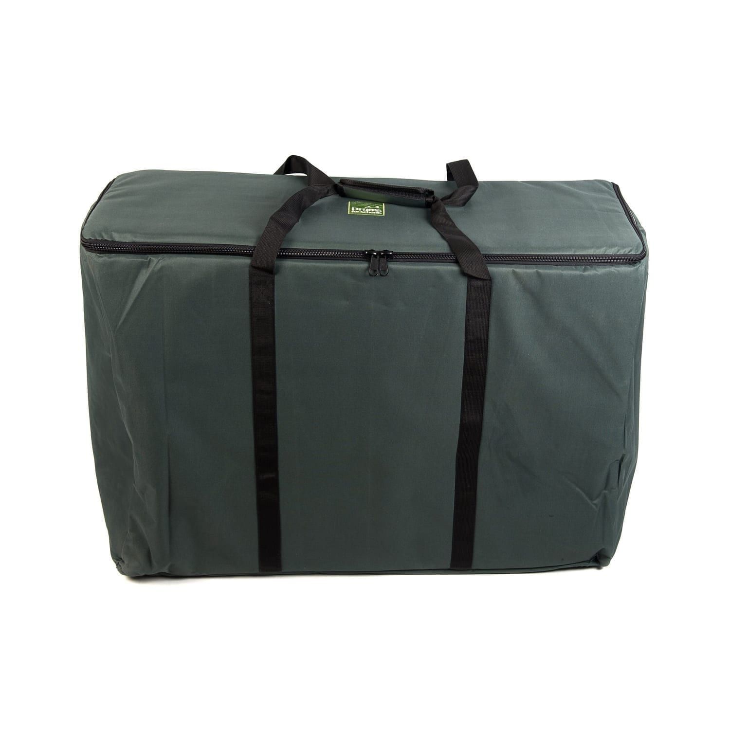 This heavy-duty green canvas Djembe drum bag is designed for transporting 3 x 60cm drums, featuring reinforced carry straps and a secure zippered closure.