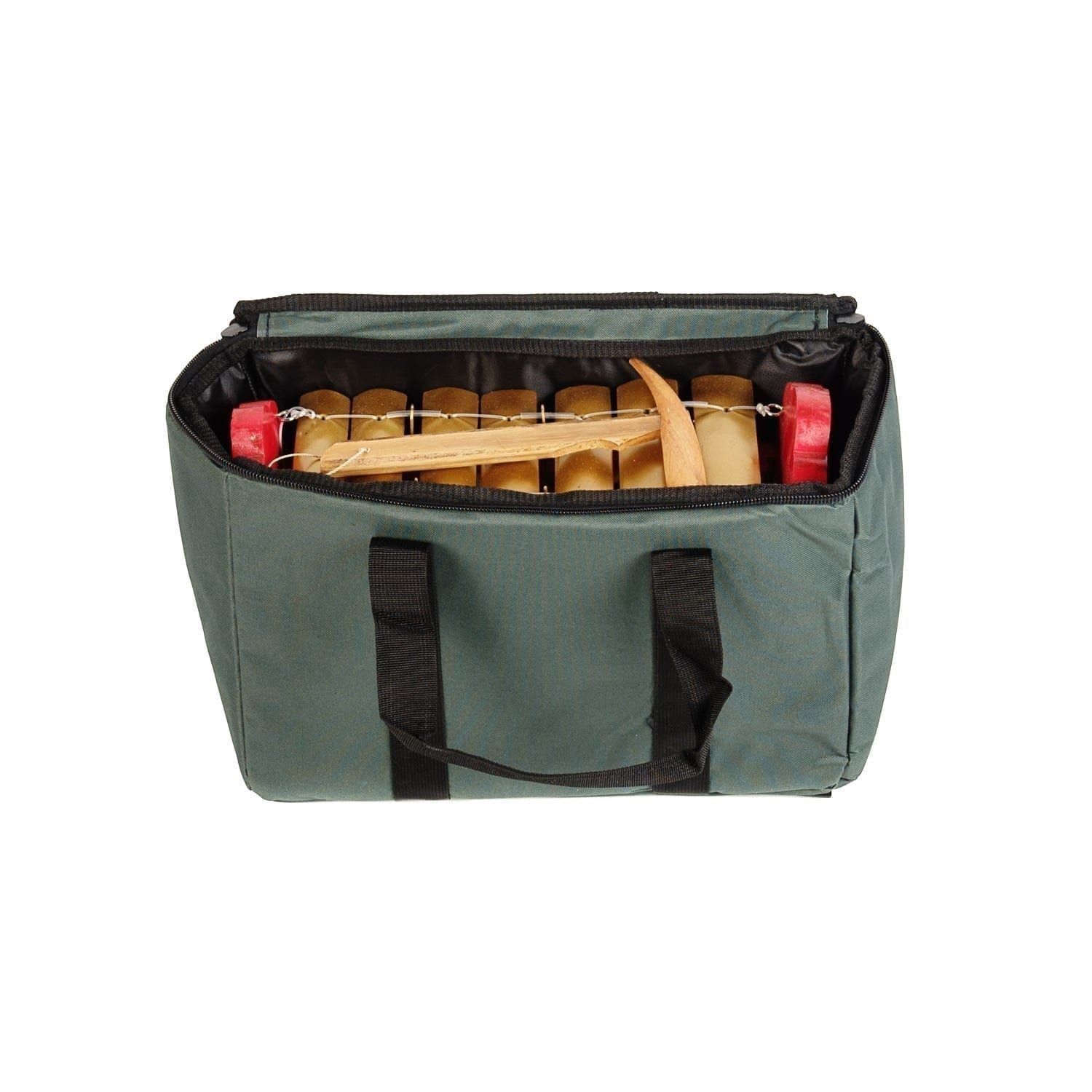 Storage Carry Bag for Gamelan Standard Medium 7 key, opened with sample contents.