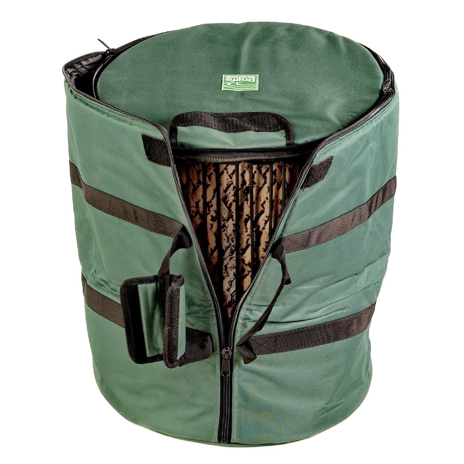 This is a product image of Storage carry bag forSangban bamboo drum, half opened