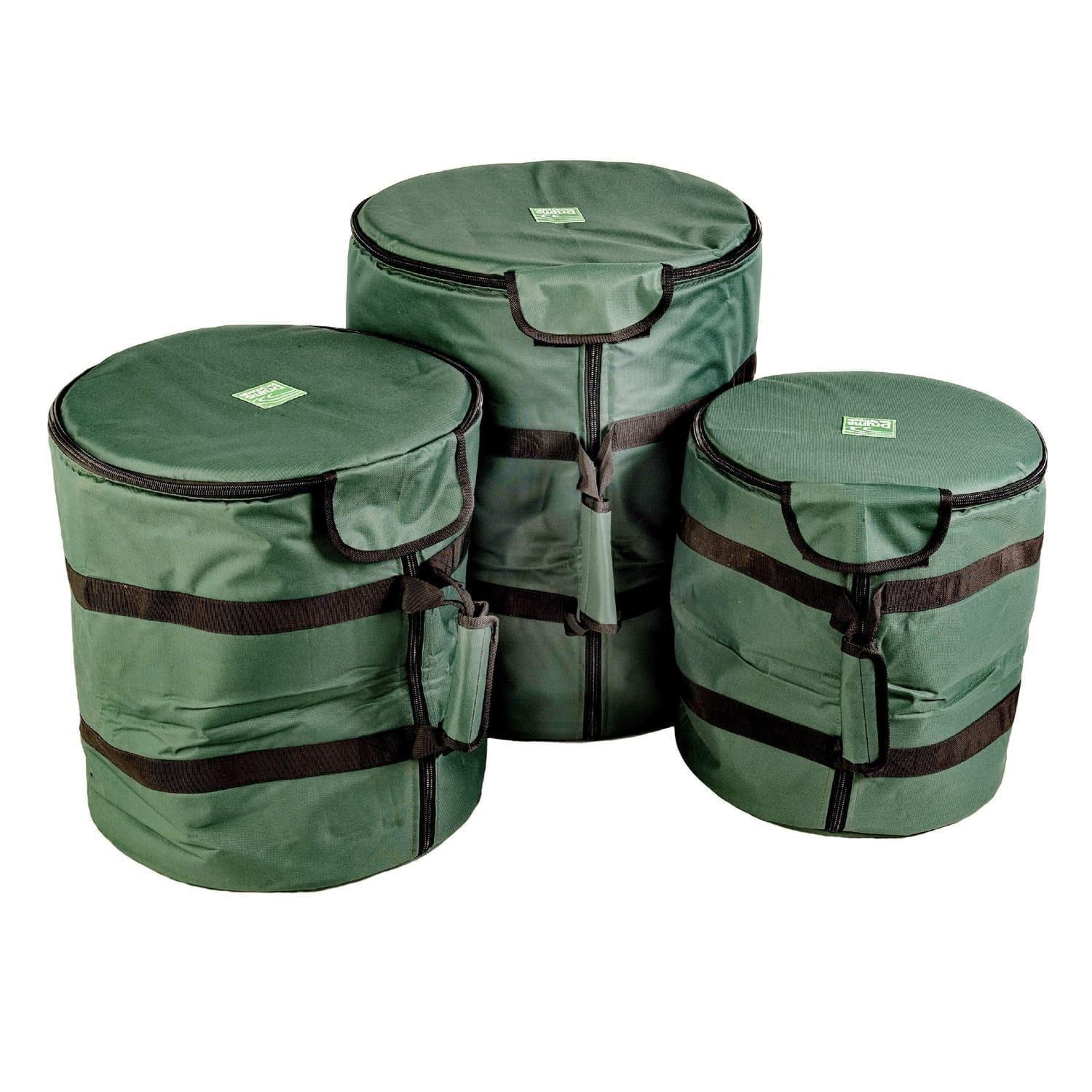Full Size Dundun Set Storage Bag trio — heavy-duty nylon with zip lids and carry handles for Dundun, Sangban and Kenkeni drums