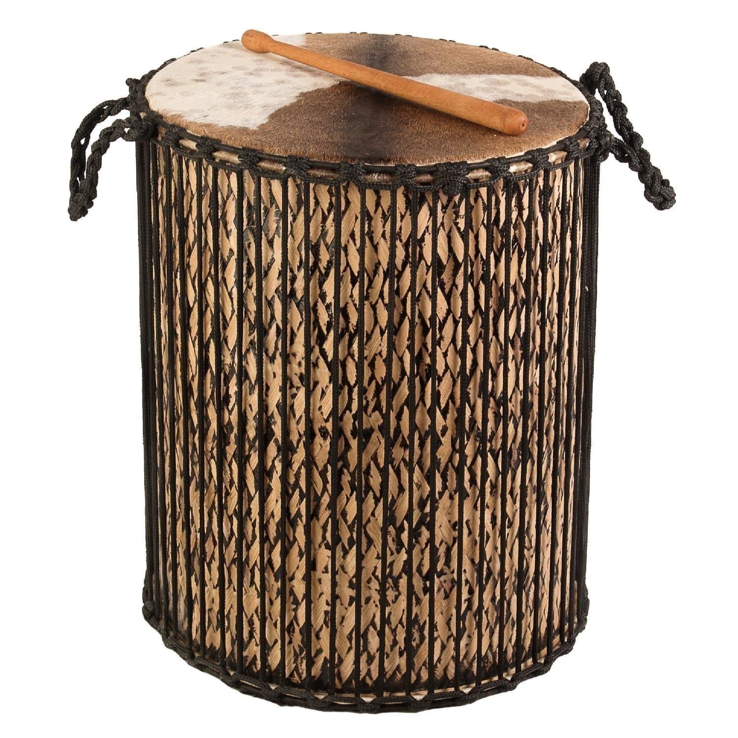 19" Dundun Drum, bamboo shell with goatskin head, 60cm high