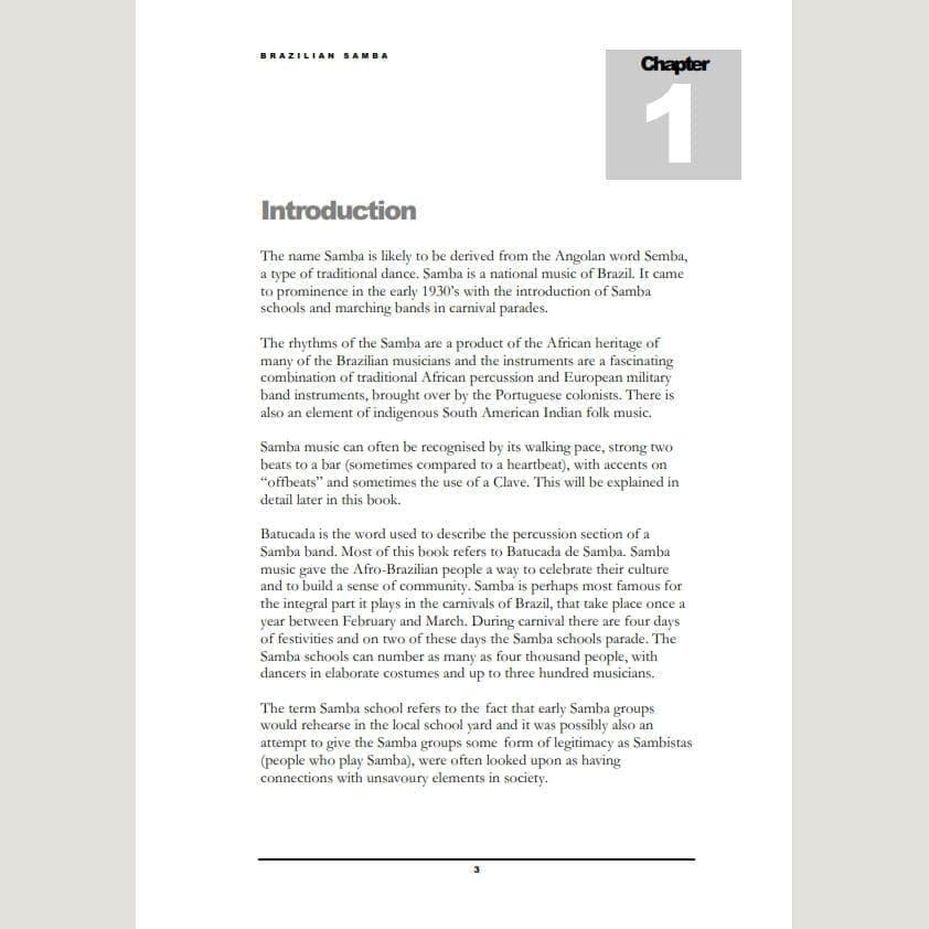 Image showing Introduction from Andy Gleadhill's Brazilian Samba Teaching Guide
