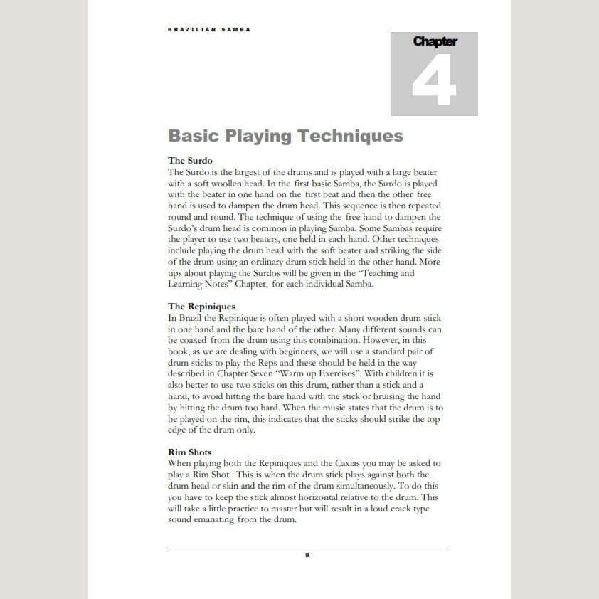 Image showing Basic Playing Techniques from Andy Gleadhill's Brazilian Samba Teaching Guide