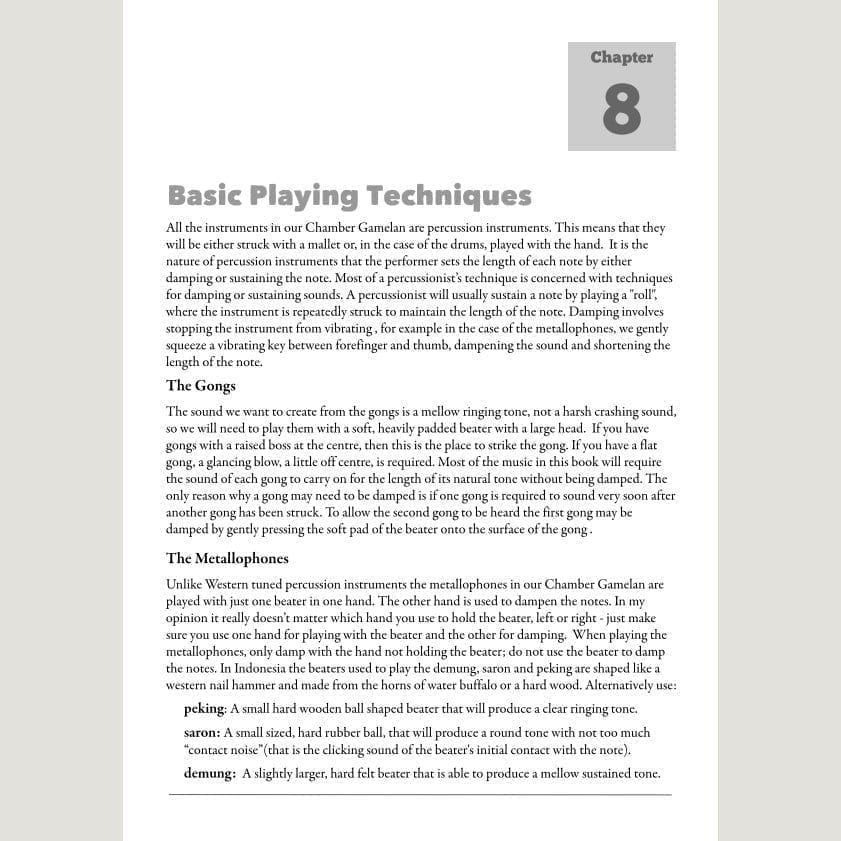 Image showing Basic Playing Techniques from Andy Gleadhill's Indonesian Gamelan Book