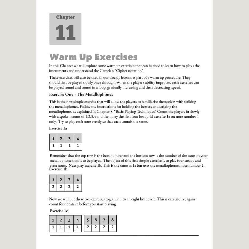 Image showing Warm Up Exercises from Andy Gleadhill's Indonesian Gamelan Book