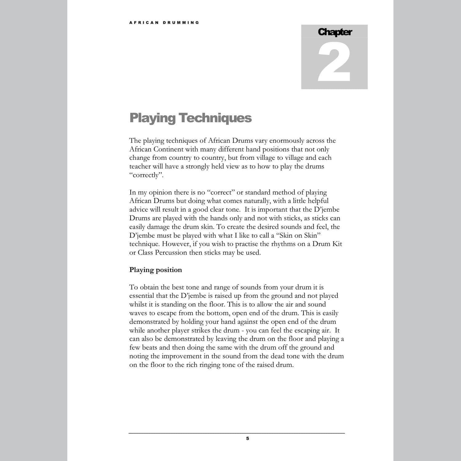 Image showing Technique page from Andy Gleadhill's African Drumming Teaching Guide.