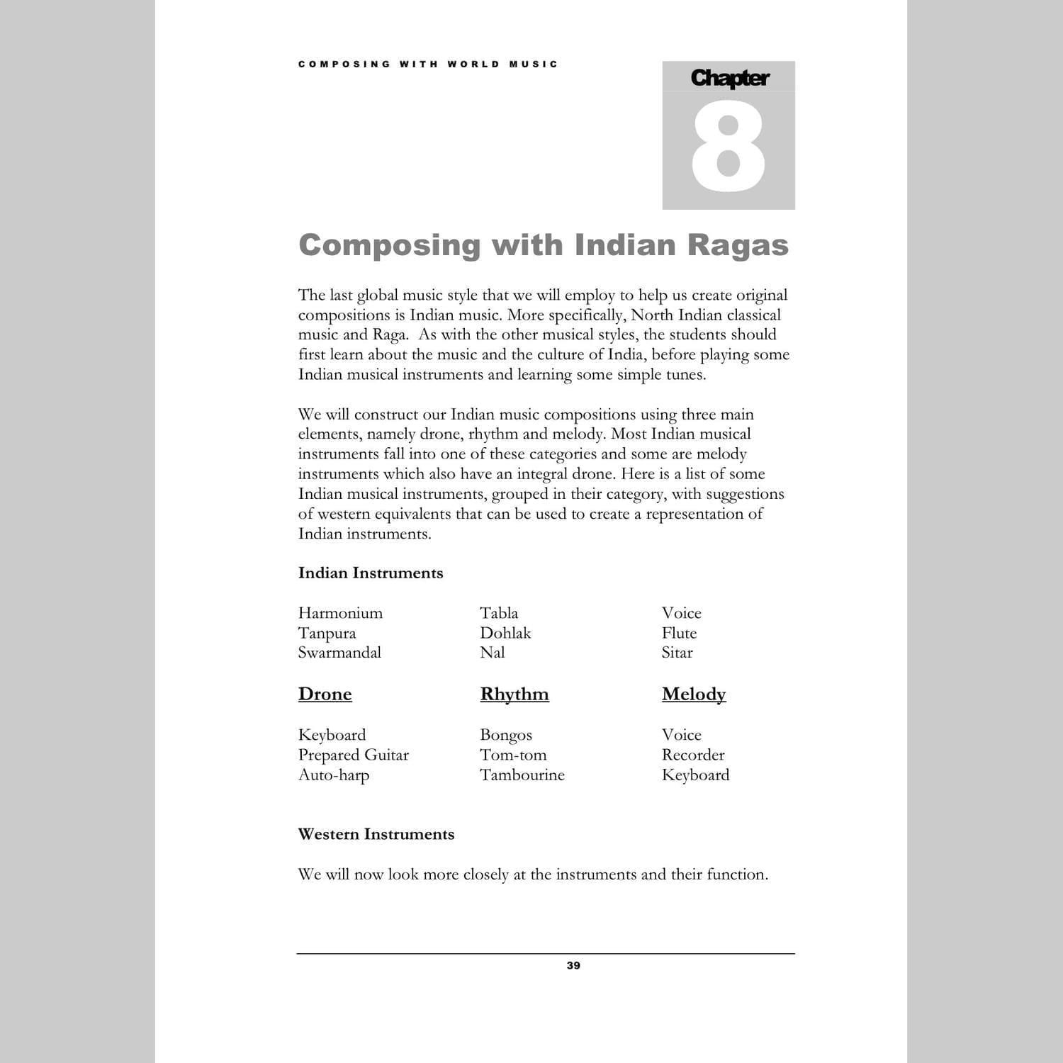 Image showing a page from Andy Gleadhill's Composing World Music Teaching Guide - Indian Ragas