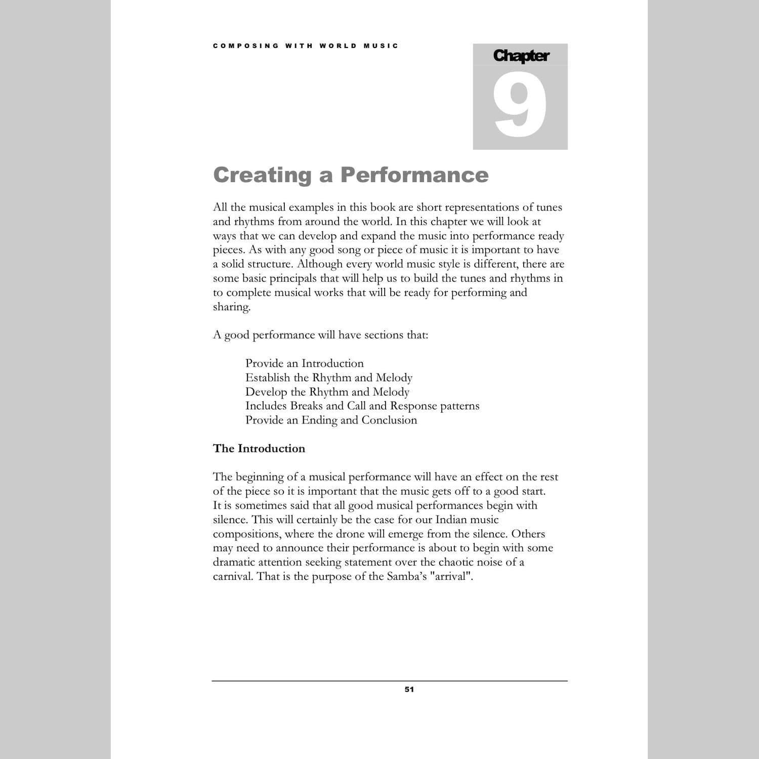 Image showing a page from Andy Gleadhill's Composing World Music Teaching Guide - Performance