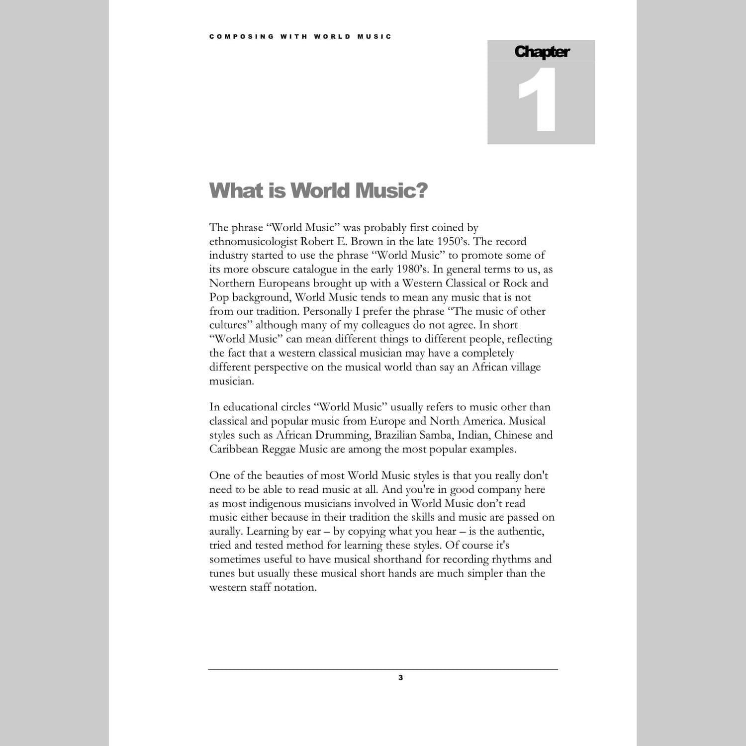 Image showing a page from Andy Gleadhill's Composing World Music Teaching Guide - What is World Music