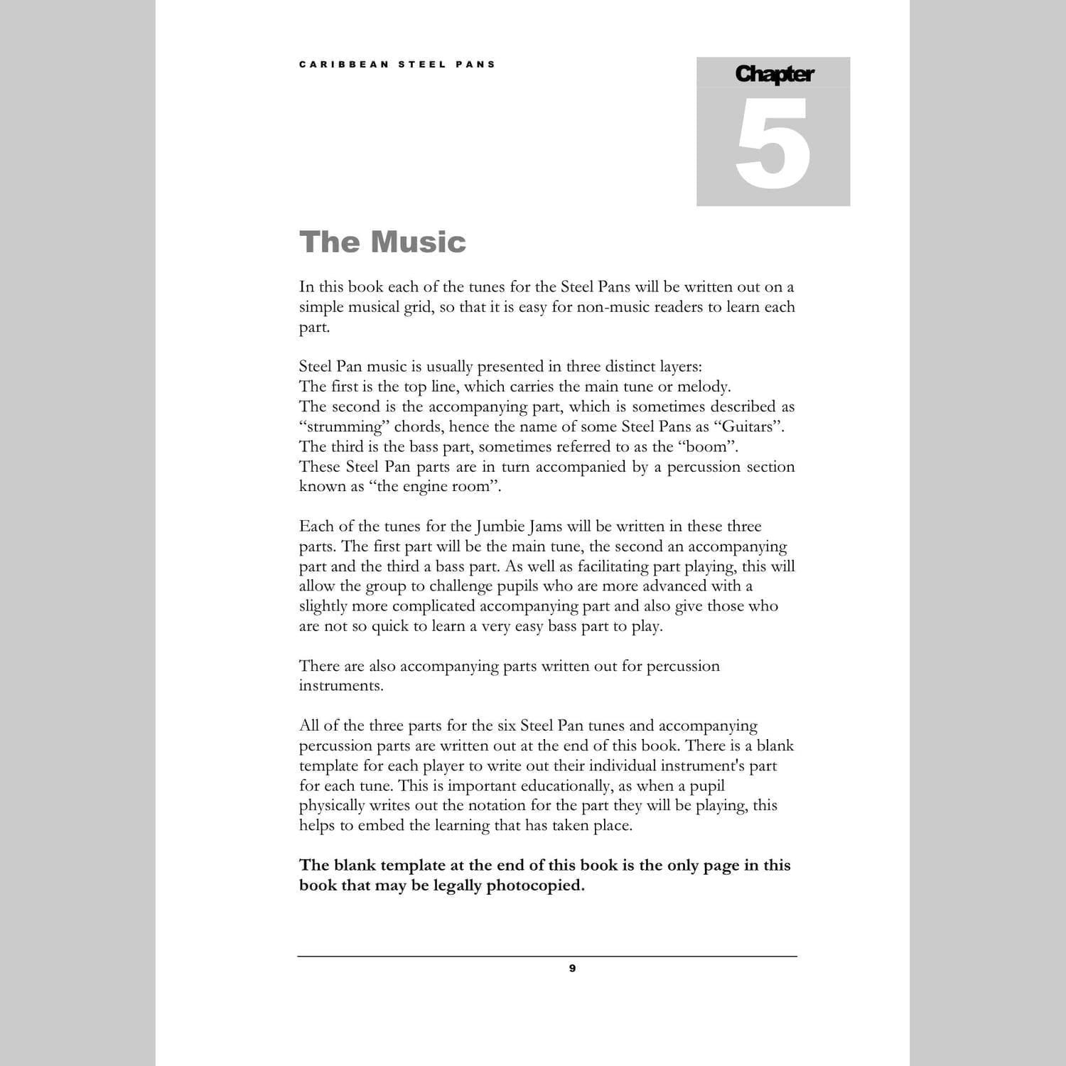 Image showing a page about The Music from Andy Gleadhill's Caribbean Steel Pans teaching guide