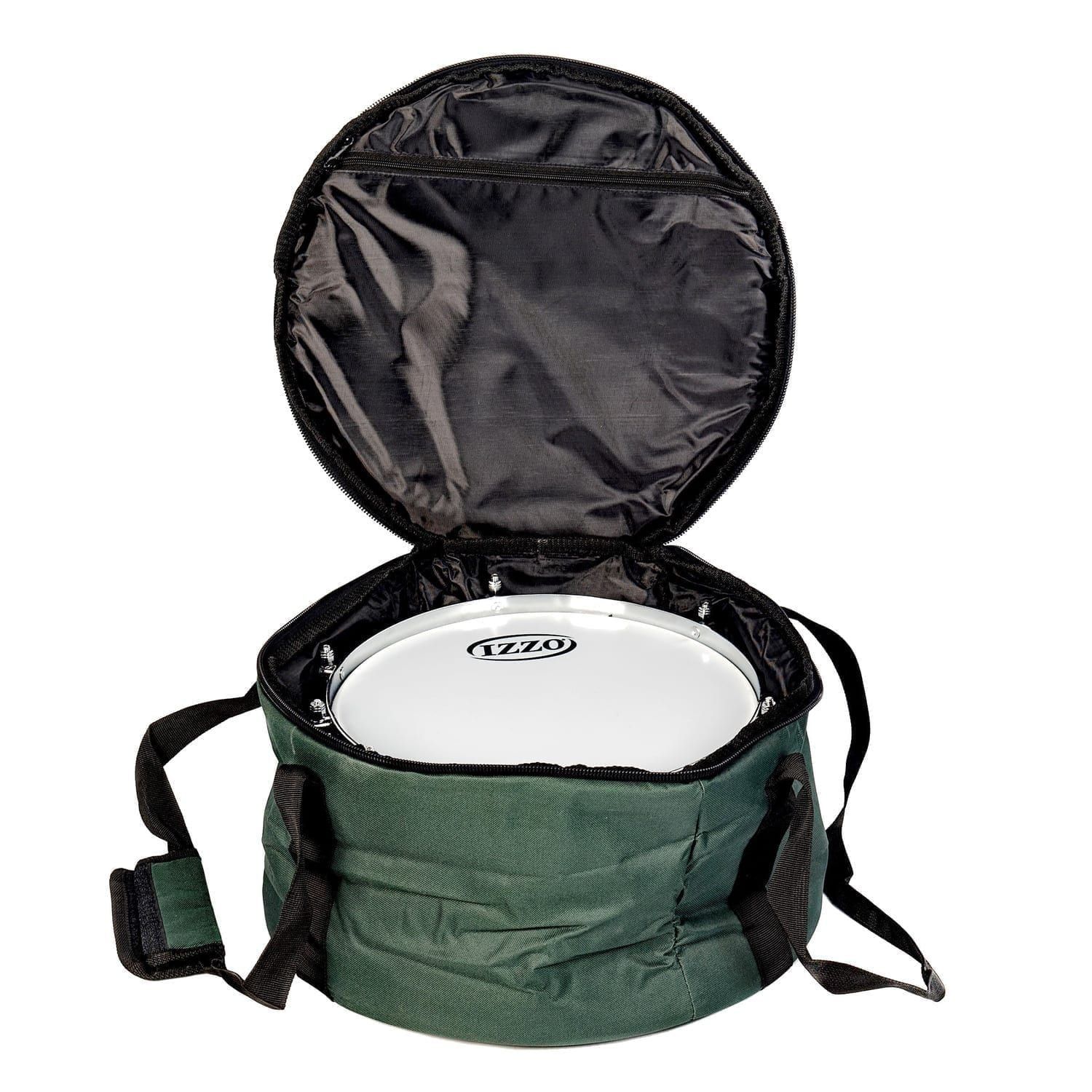 This is product image of Drums for Schools' storage carry bag for 12 inch diameter caixa, opened.