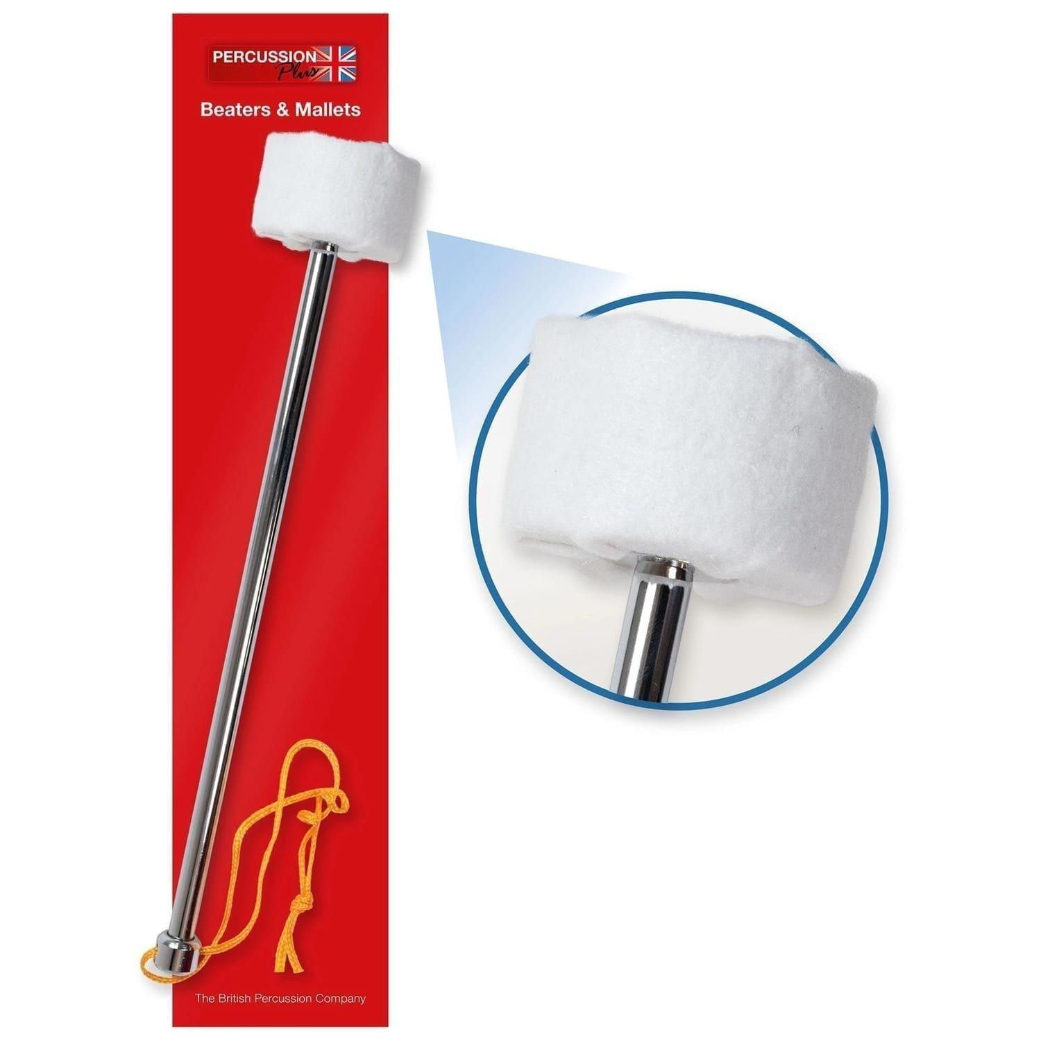 Percussion Plus Surdo beater with medium white felt head and metal handle