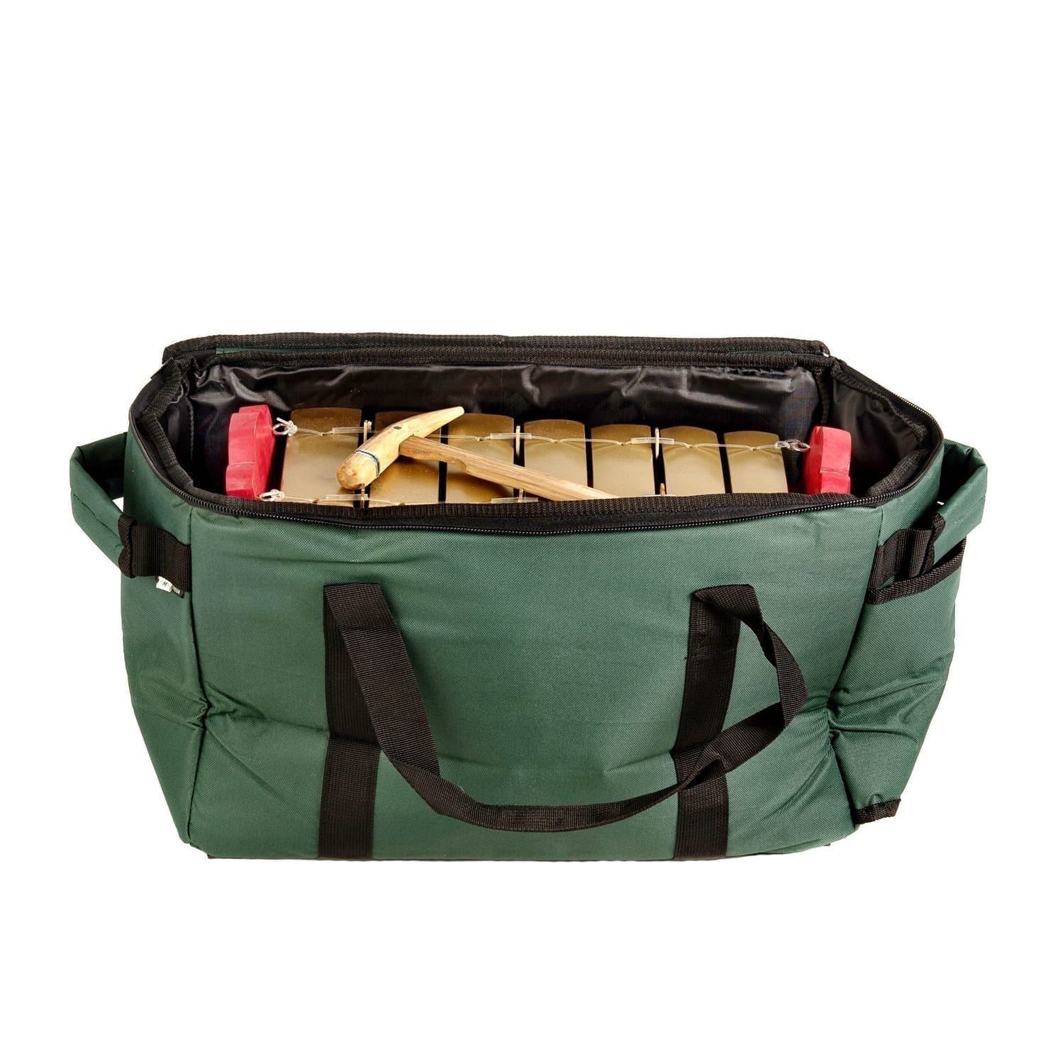 This is a product image of Drums for Schools storage carry bag for gamelan standard medium 7 key opened.
