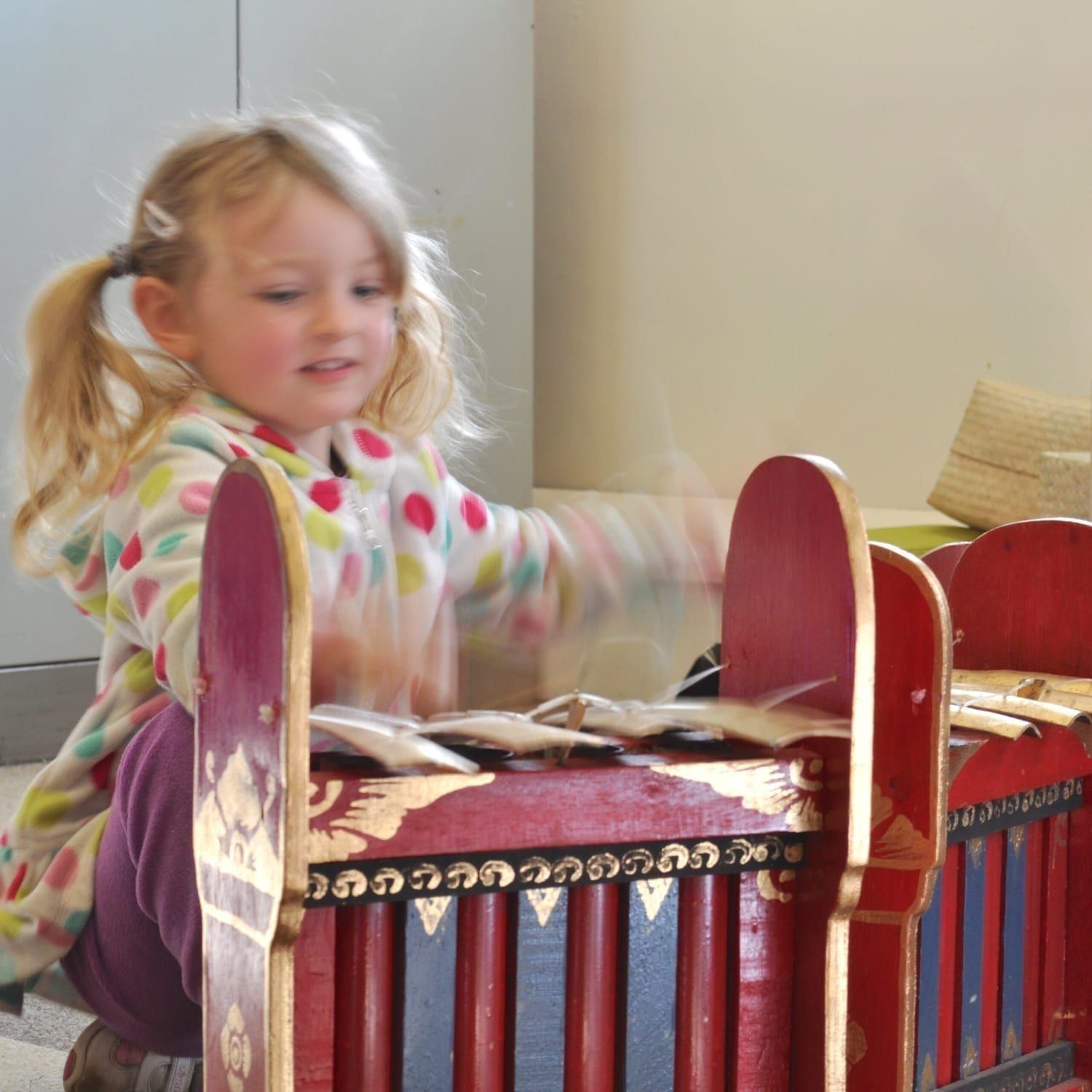 Action shot of students play Gamelan budget 4 key 3 pack