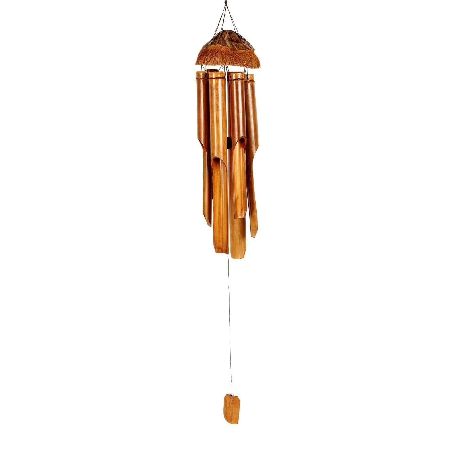 Wind Chime 20 inch (50cm) bamboo with coconut hat, multiple hanging tubes and long clapper