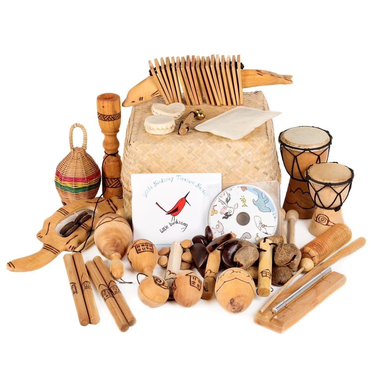 This is a product image of Little Birdsong Treasure basket - 22 instruments.