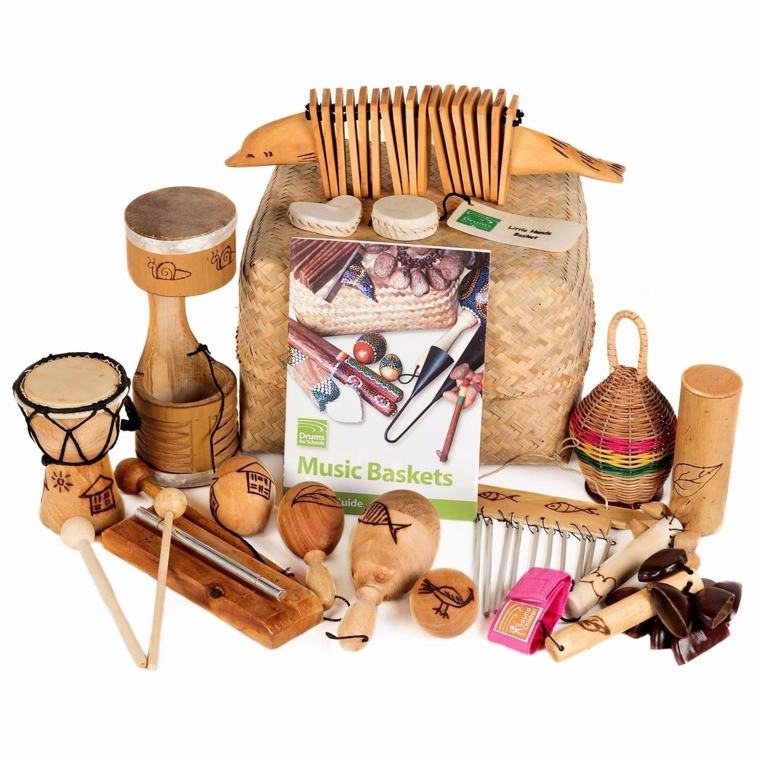 This is a product image of Drums for Schools' Little Hands Basket - 15 instruments.