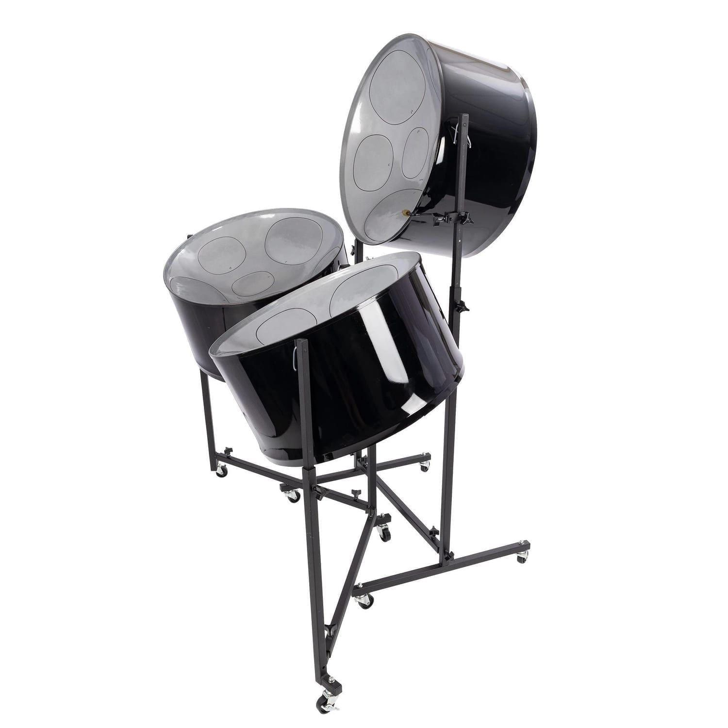 SP-trcestpa - Triple Cello Steel Pans Panyard, painted, stands included - W1065-angled