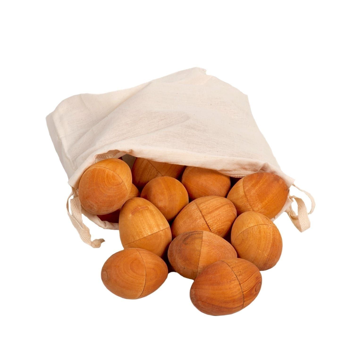 This is a product image of Drums for Schools 30 natural egg shakers in a bag