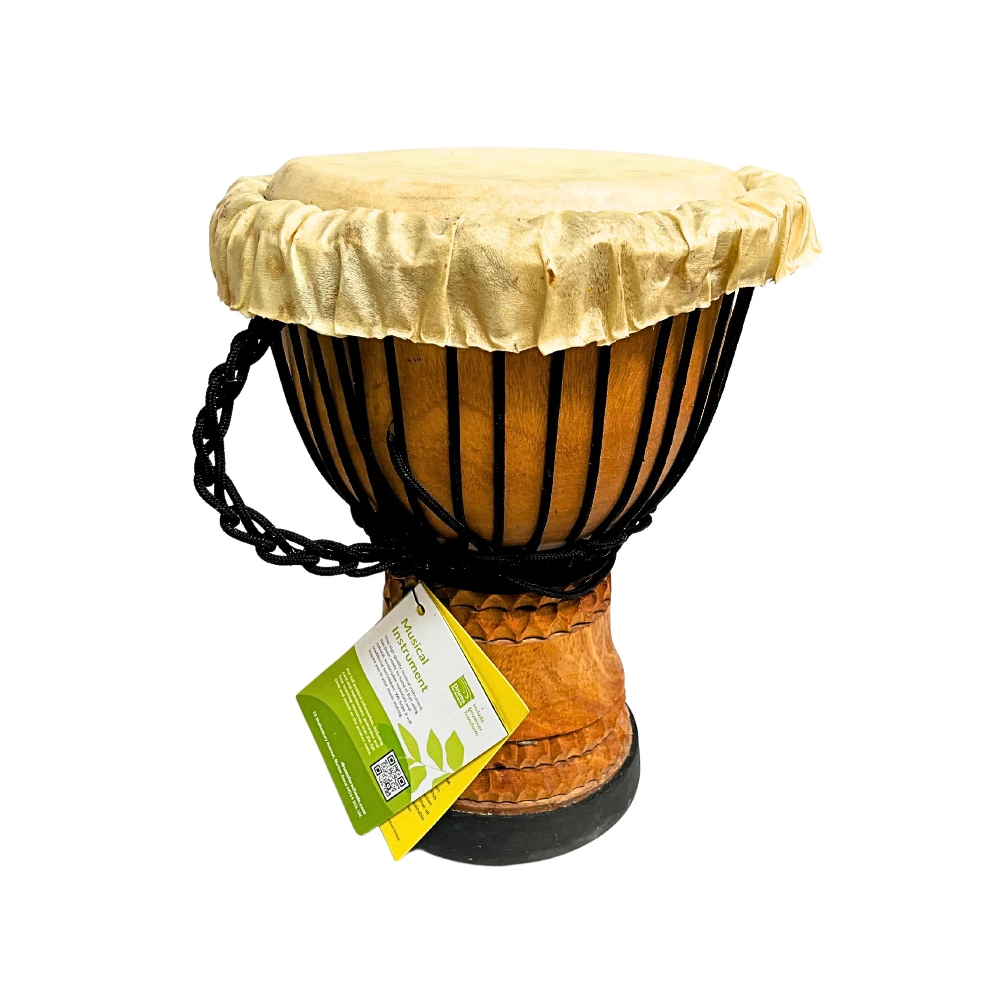8 inch Deep Carved wooden djembe drum – 30cm High, hand-carved mahogany, perfect for kids and classroom use.