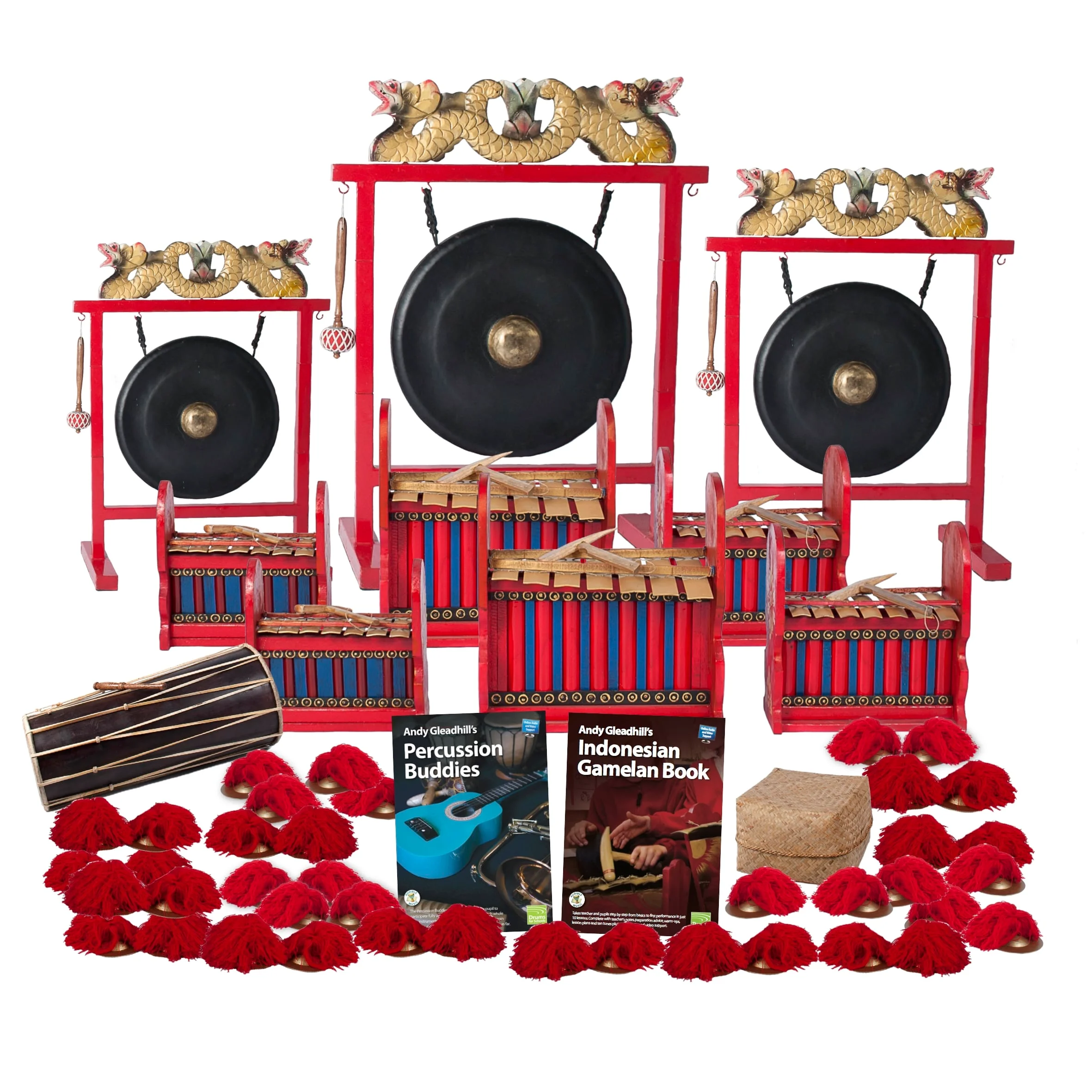 Indonesian Gamelan 30 Player Class Pack Budget Buddies with Gongs, Metallophones, Cymbals, and Teaching Guides