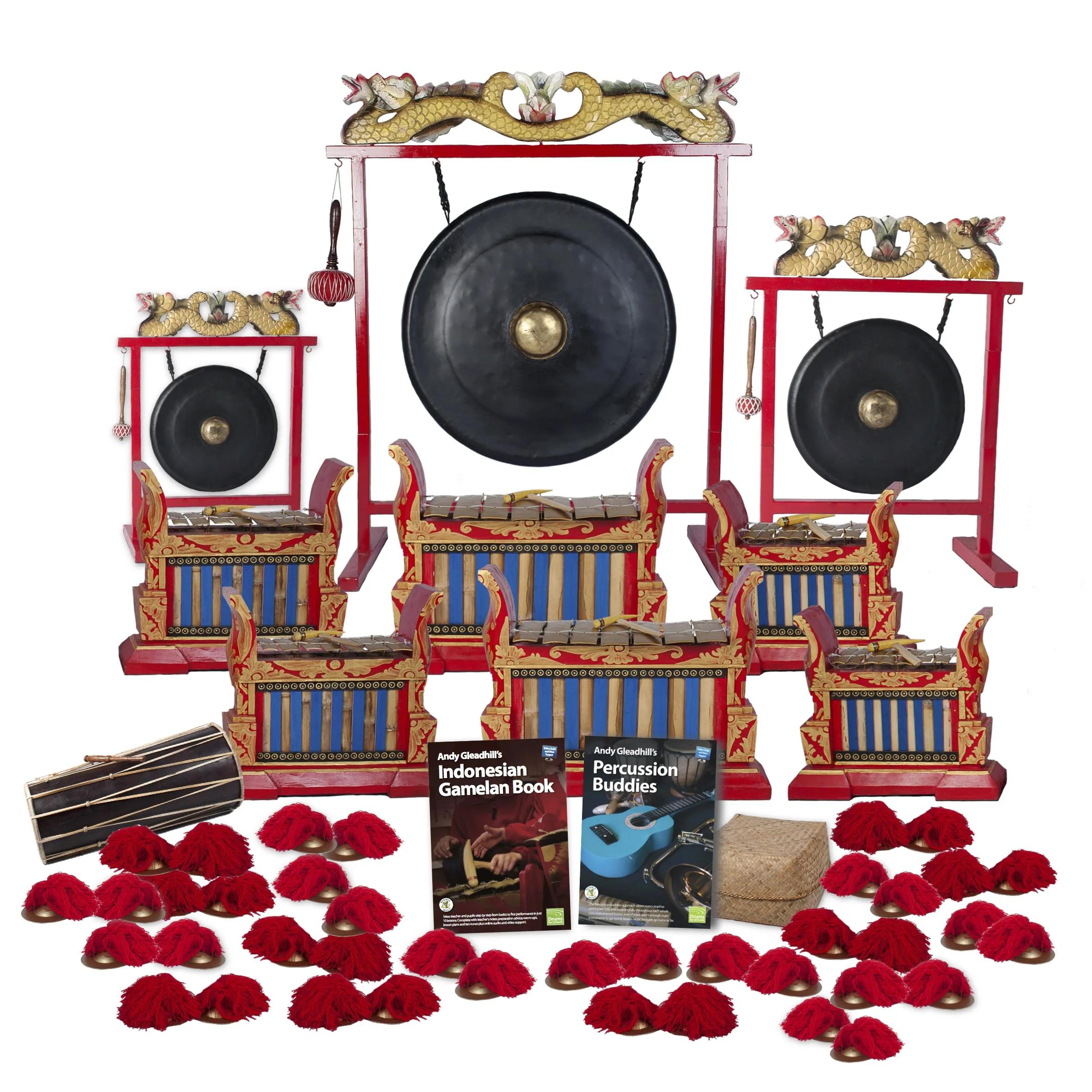 Indonesian Gamelan Premium 30 Player Class Pack Budget Buddies with Gongs, Metallophones, Cymbals, and Teaching Guides