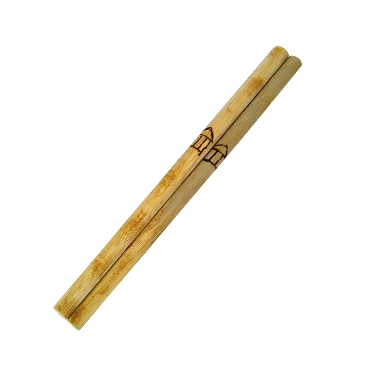 Taiko Bachi 41cm pair, mahogany round sticks with etched band detail near the grip