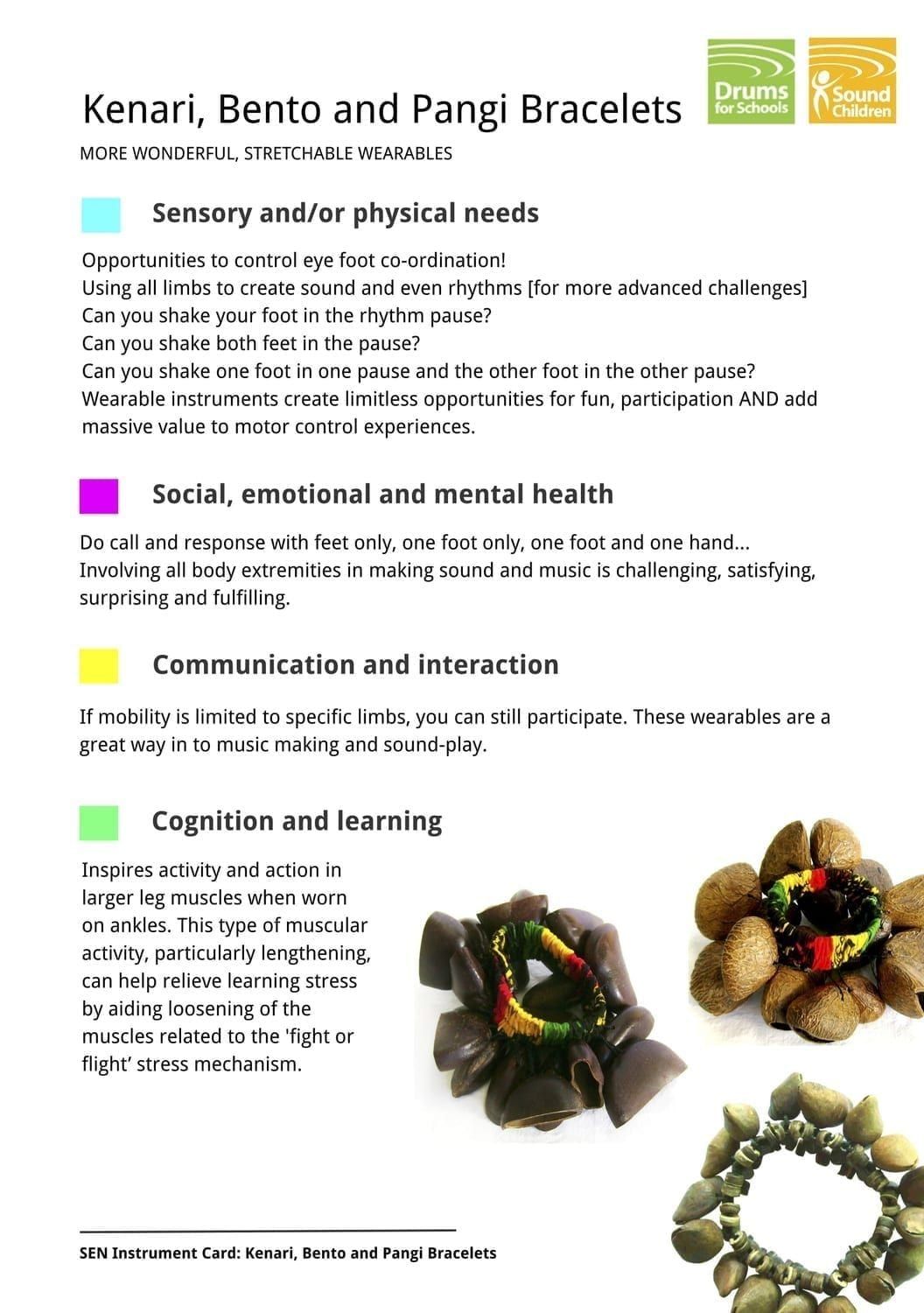 SEN Instrument Cards - Kenari, Bento and Pangi Bracelets