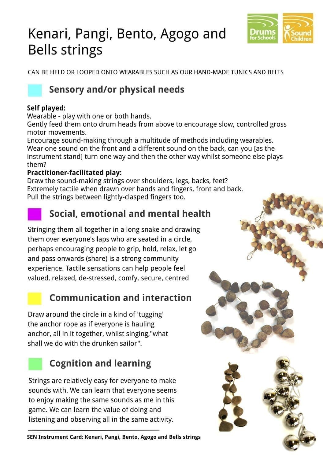SEN Instrument Cards - Kenari. Pangi, Bento, Agogo and Bells strings