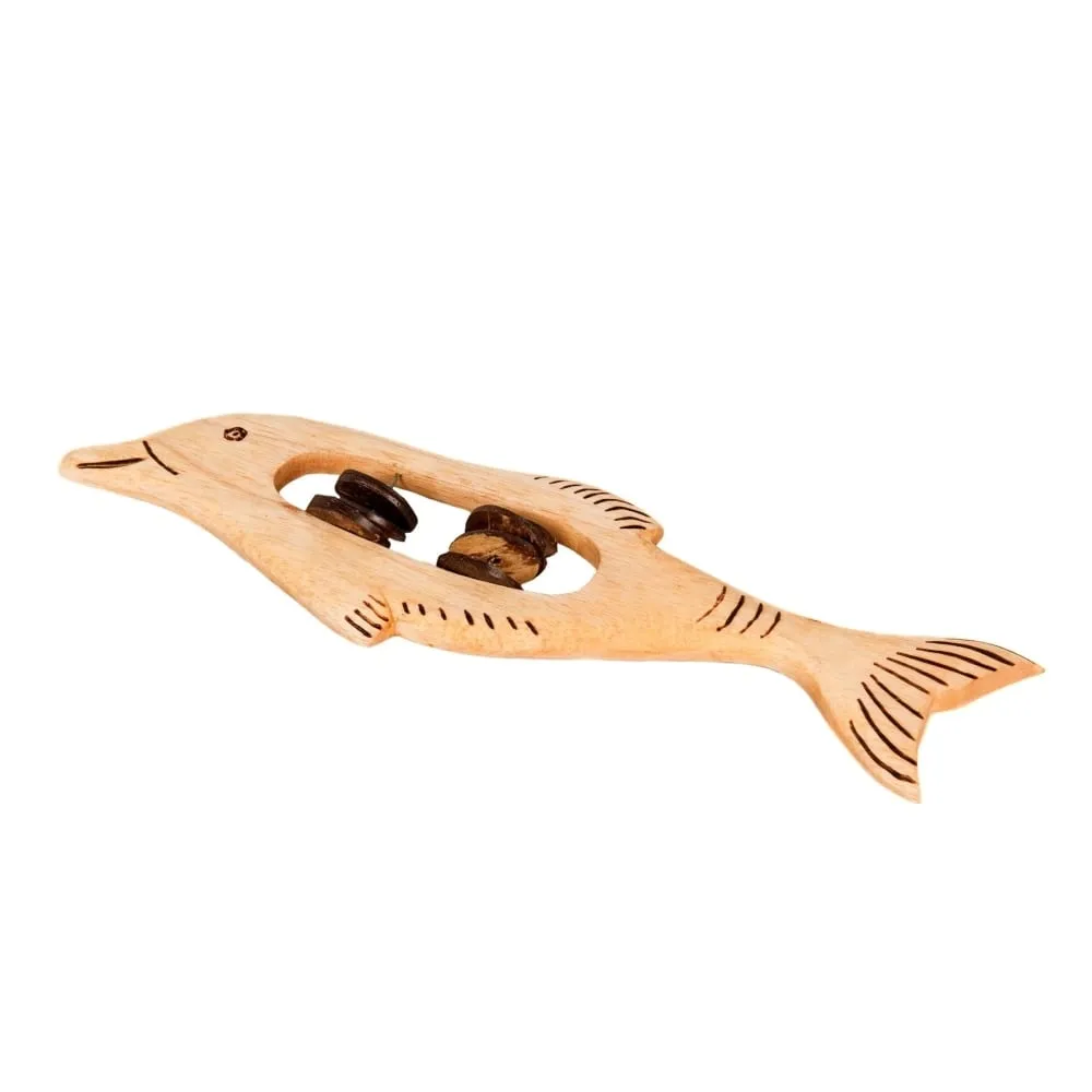 Animal Tambourine dolphin shaker with wooden jingles for Early Years music