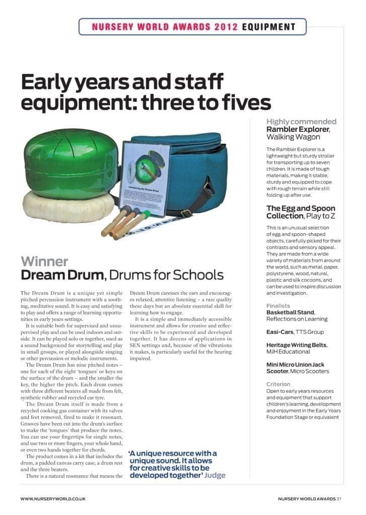 Nursery World Award for Best Resource for 3s to 5s – The Dream Drum