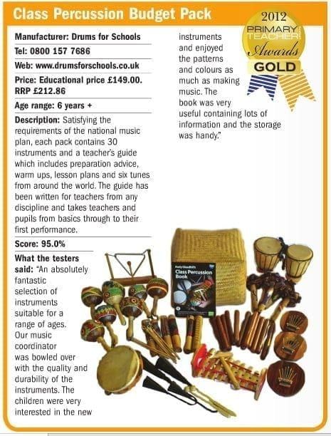 Primary Teacher Update Gold Award for Class Percussion Budget Pack