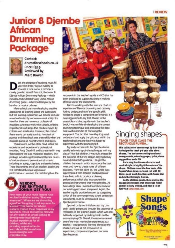 Teach Primary review of the Junior 8 Djembe African Drumming Package