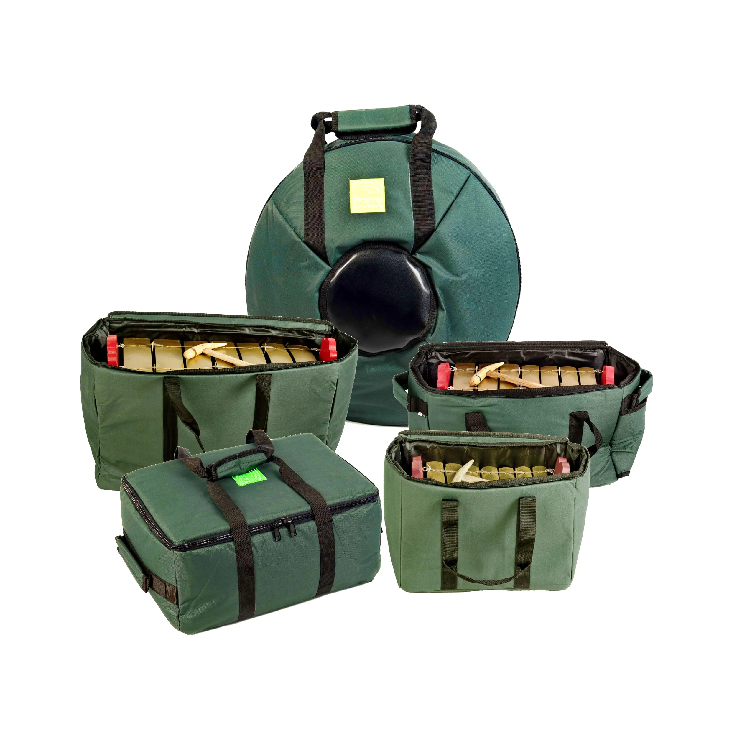 10 Player Standard Gamelan Storage Carry Bag Set with padded bags for gongs and metallophones