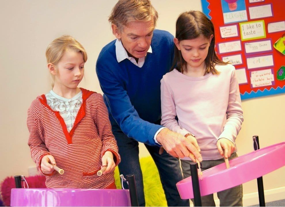 Children playing steel drums
