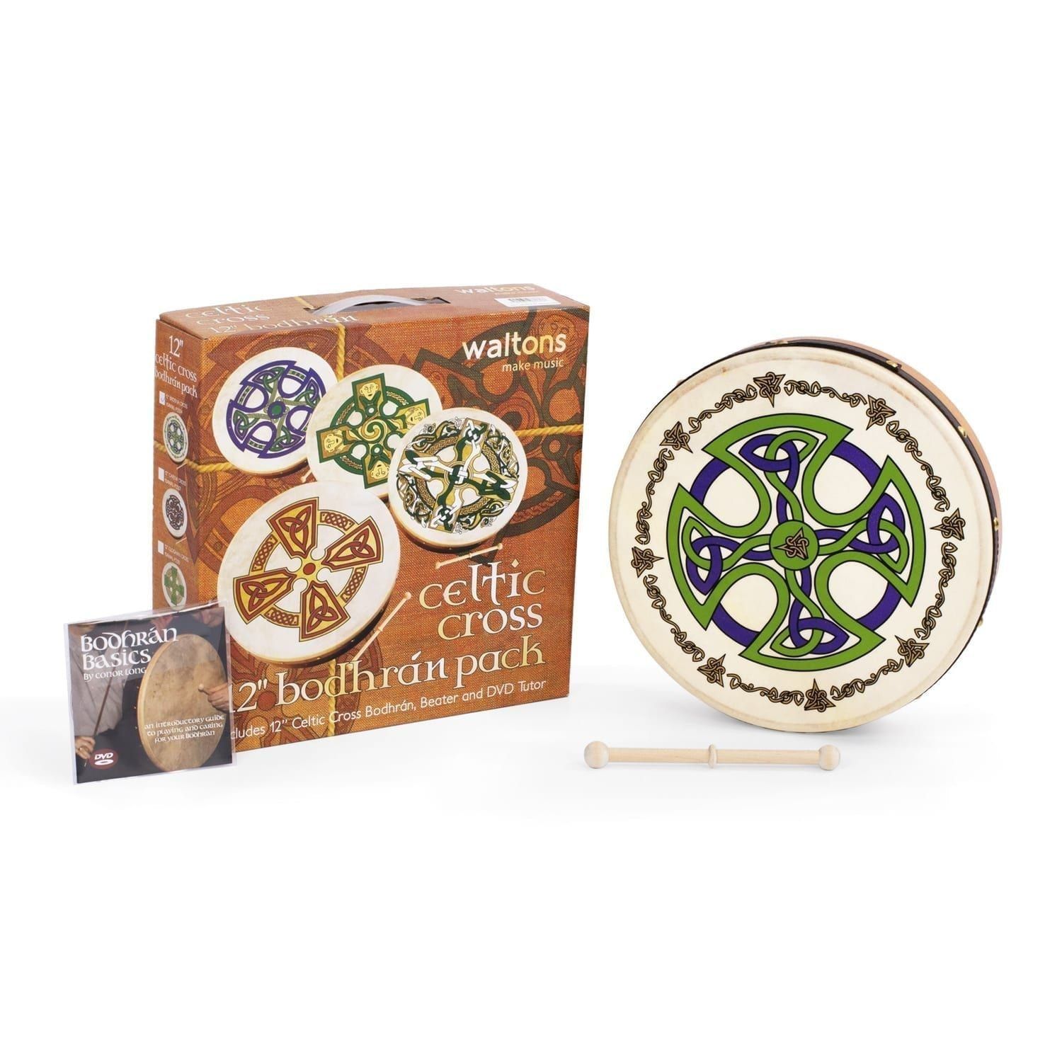 Percussion Plus bodhran 12" Brosna Cross with tipper and DVD