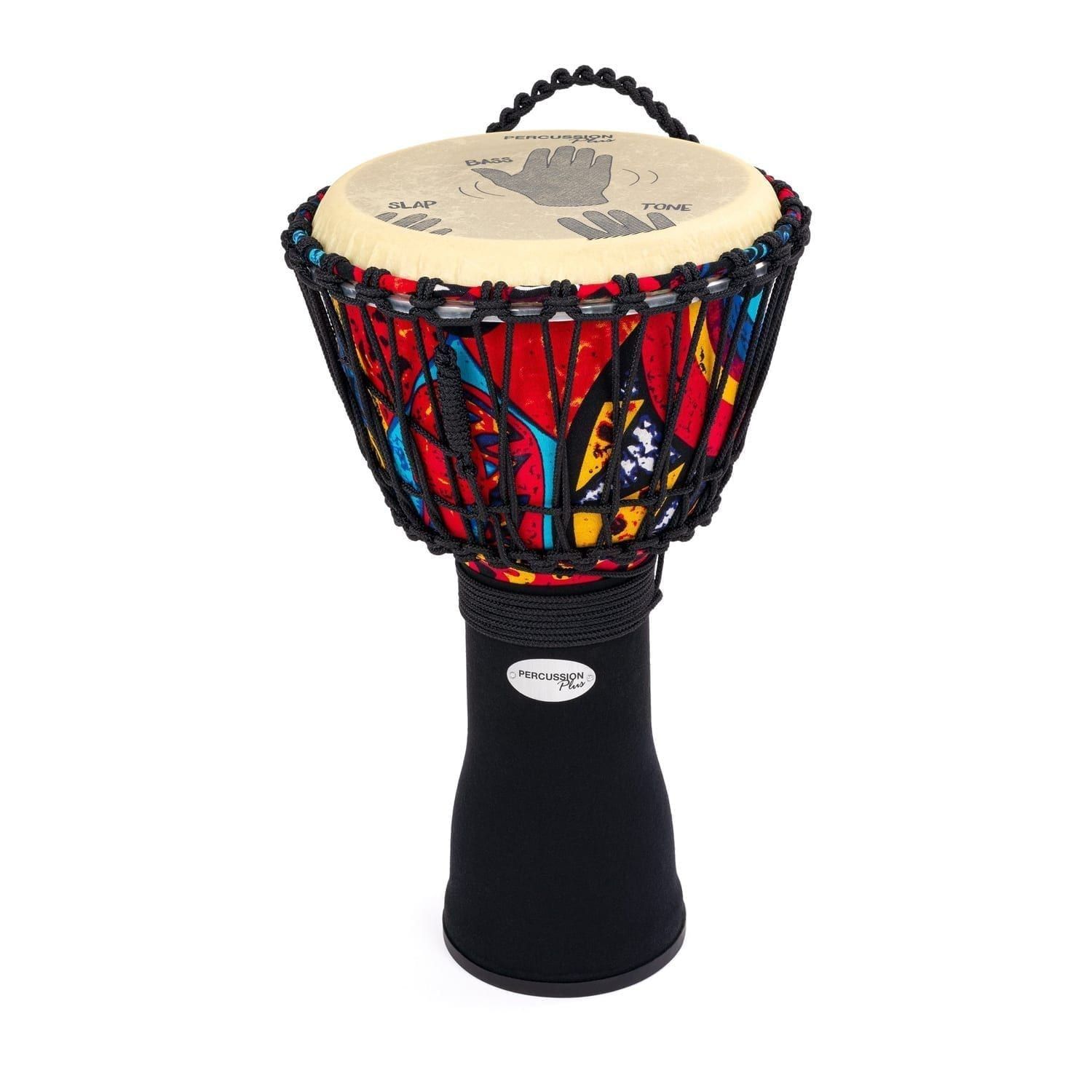 Percussion Plus Slap Djembe with 10-Inch Diameter and 50cm Height, Featuring Rope-Tuned Drumhead and Colorful Design for Dynamic Drumming